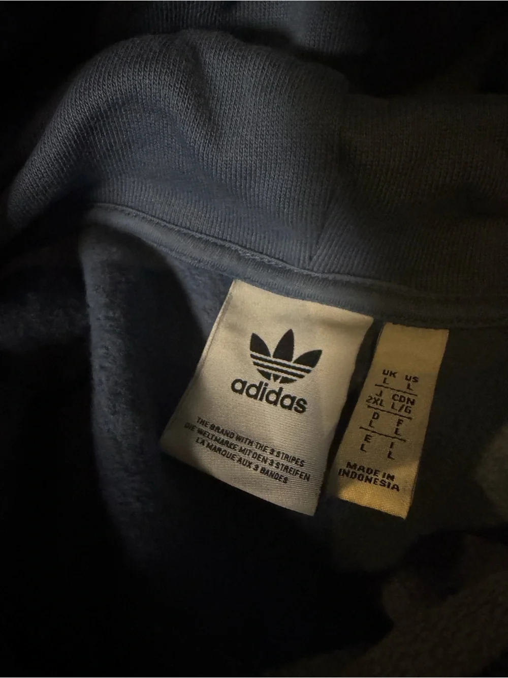 adidas Navy Blue Hoodie with Black Trefoil Label